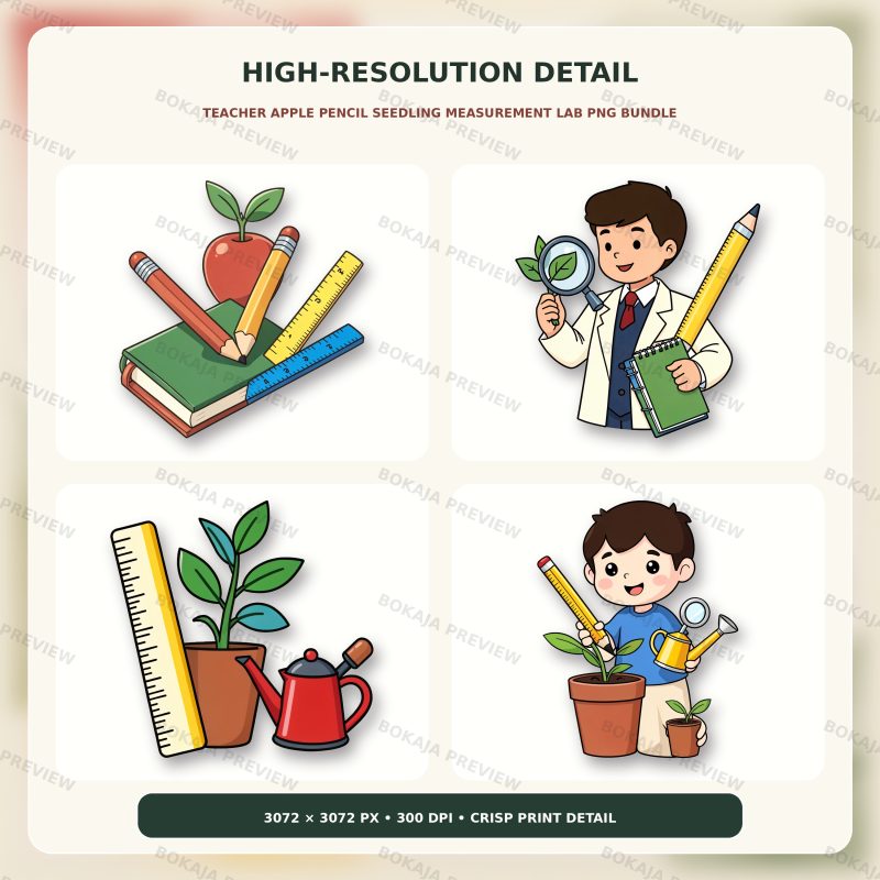 Teacher Apple Pencil Seedling Measurement Lab PNG Bundle image 5