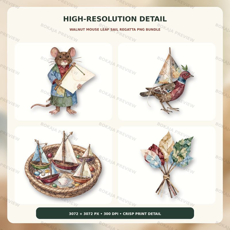 Walnut Mouse Leaf Sail Regatta PNG Bundle image 5