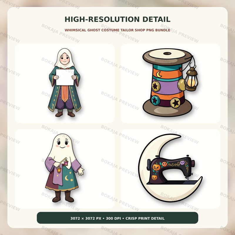 Whimsical Ghost Costume Tailor Shop PNG Bundle image 5