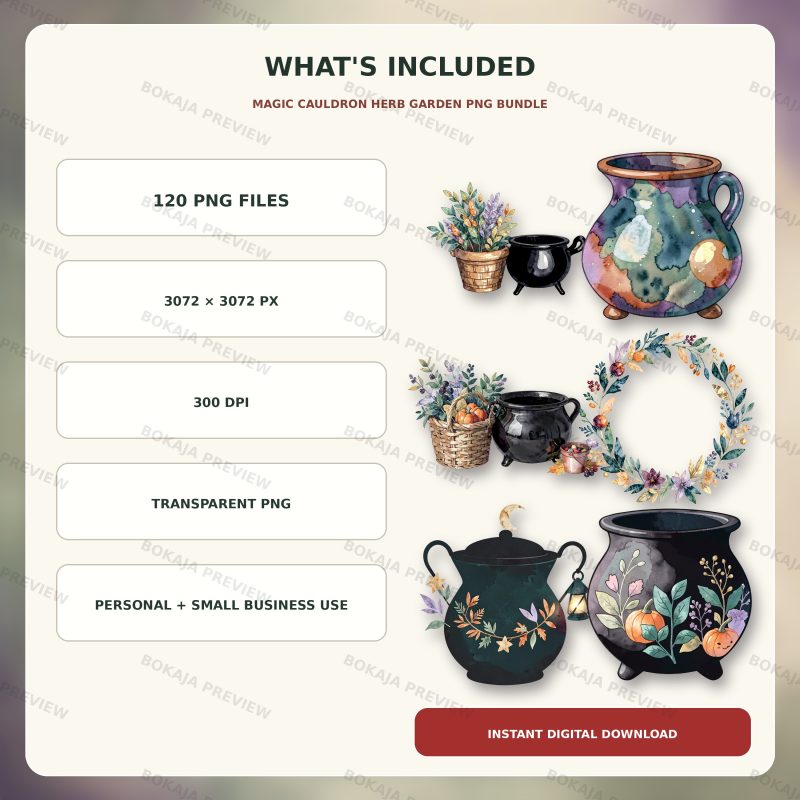 Magic Cauldron Herb Garden PNG Bundle image 6