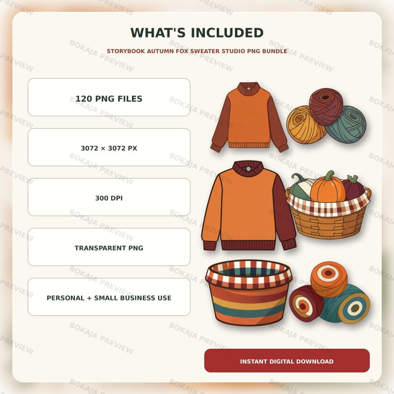 Storybook Autumn Fox Sweater Studio PNG Bundle image 6