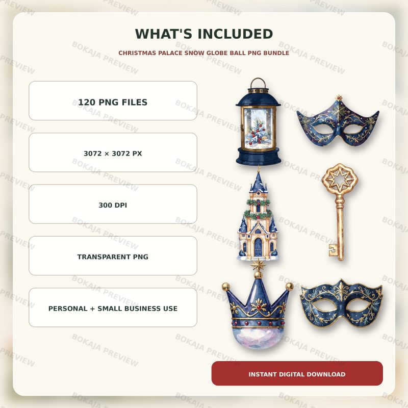 Christmas Palace Snow Globe Ball PNG Bundle image 6