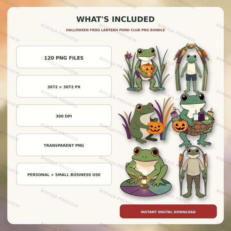 Halloween Frog Lantern Pond Club PNG Bundle image 6