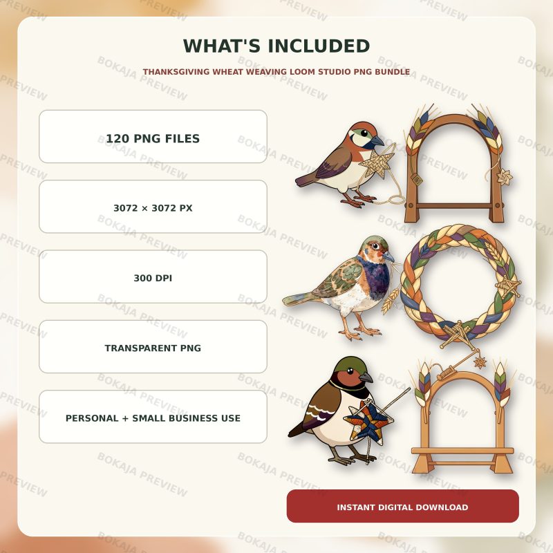 Thanksgiving Wheat Weaving Loom Studio PNG Bundle image 6