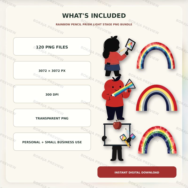 Rainbow Pencil Prism Light Stage PNG Bundle image 6