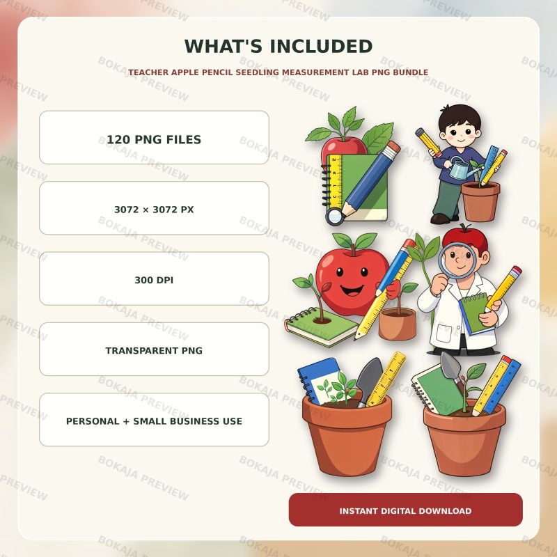 Teacher Apple Pencil Seedling Measurement Lab PNG Bundle image 6