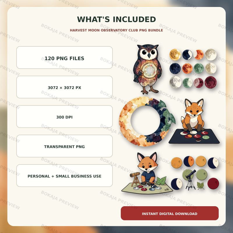Harvest Moon Observatory Club PNG Bundle image 6