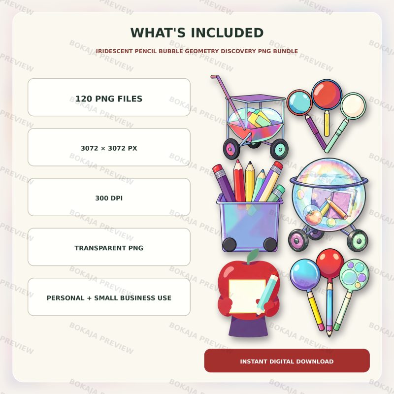 Iridescent Pencil Bubble Geometry Discovery PNG Bundle image 6