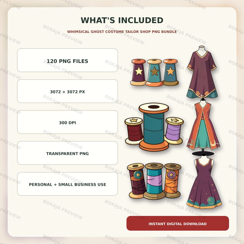 Whimsical Ghost Costume Tailor Shop PNG Bundle image 6