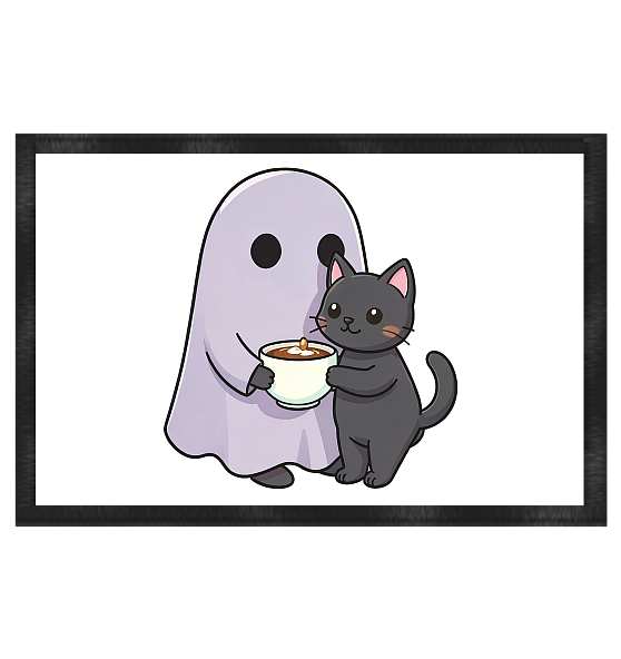 Cute Ghost Cocoa Café Doormat 60×40 cm