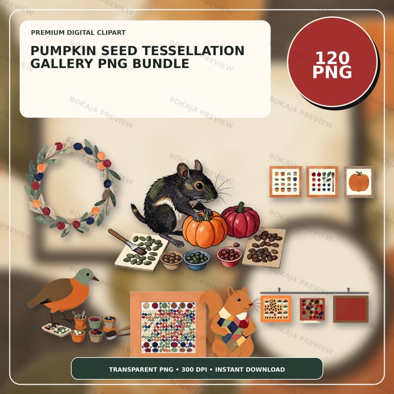 Pumpkin Seed Tessellation Gallery Clipart – 120 PNGs image 1
