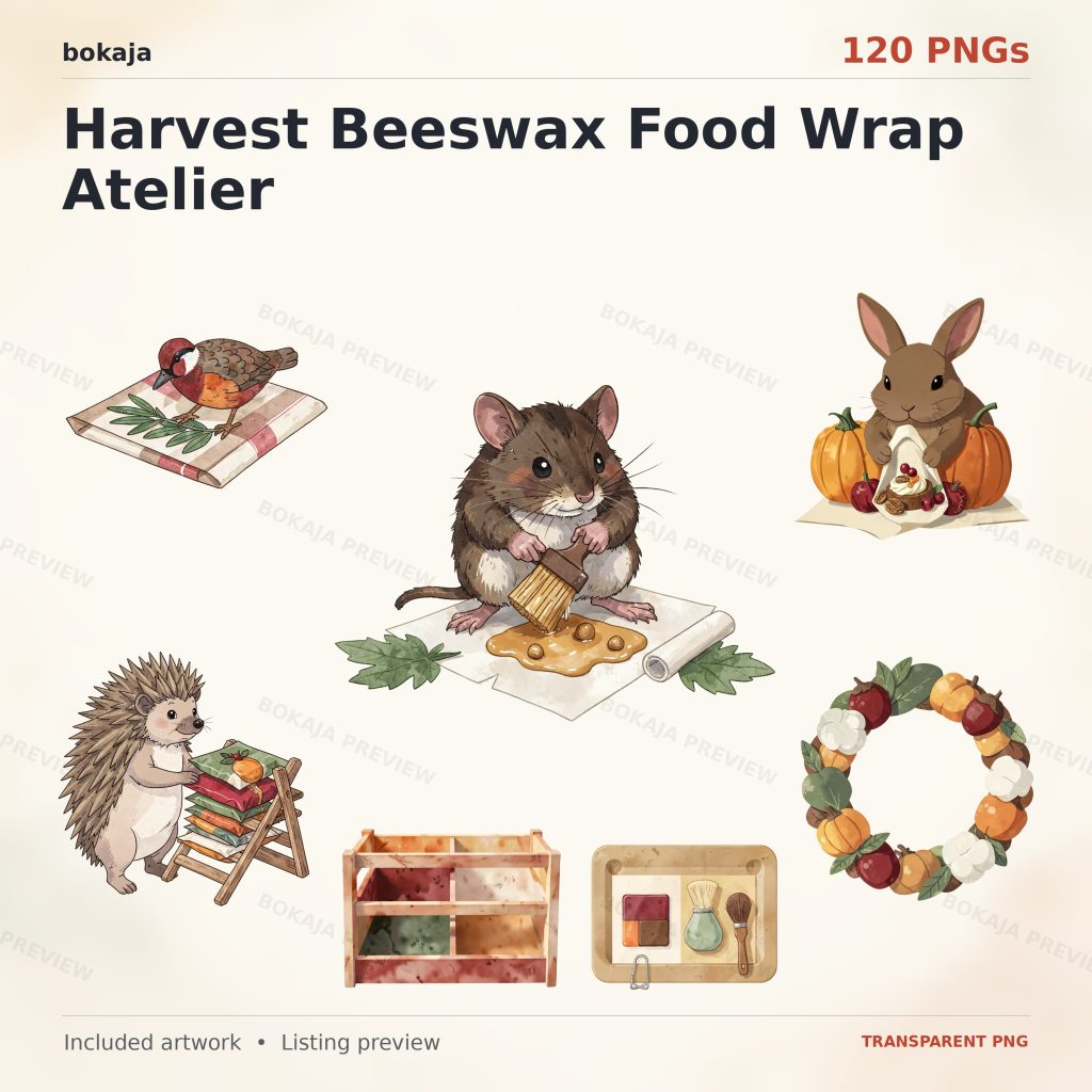 Harvest Beeswax Food Wrap Atelier Clipart – 120 PNGs