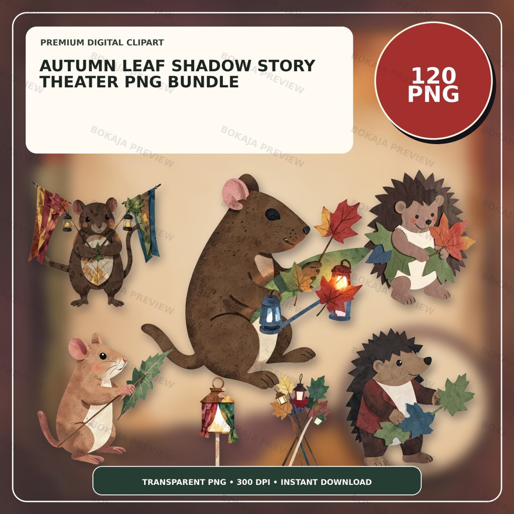 Autumn Leaf Shadow Story Theater PNG Bundle