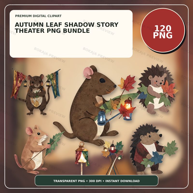 Autumn Leaf Shadow Story Theater PNG Bundle image 1