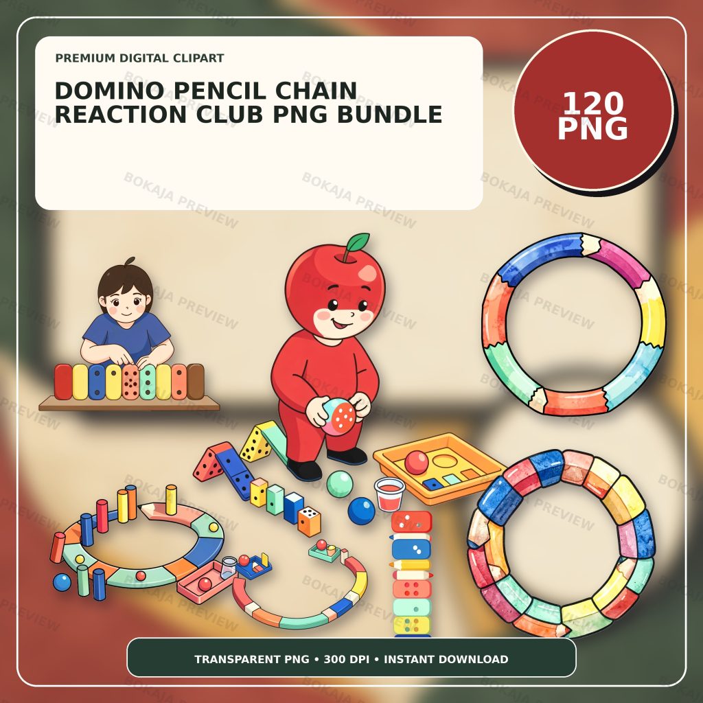 Domino Chain Reaction Clipart – 120 PNGs