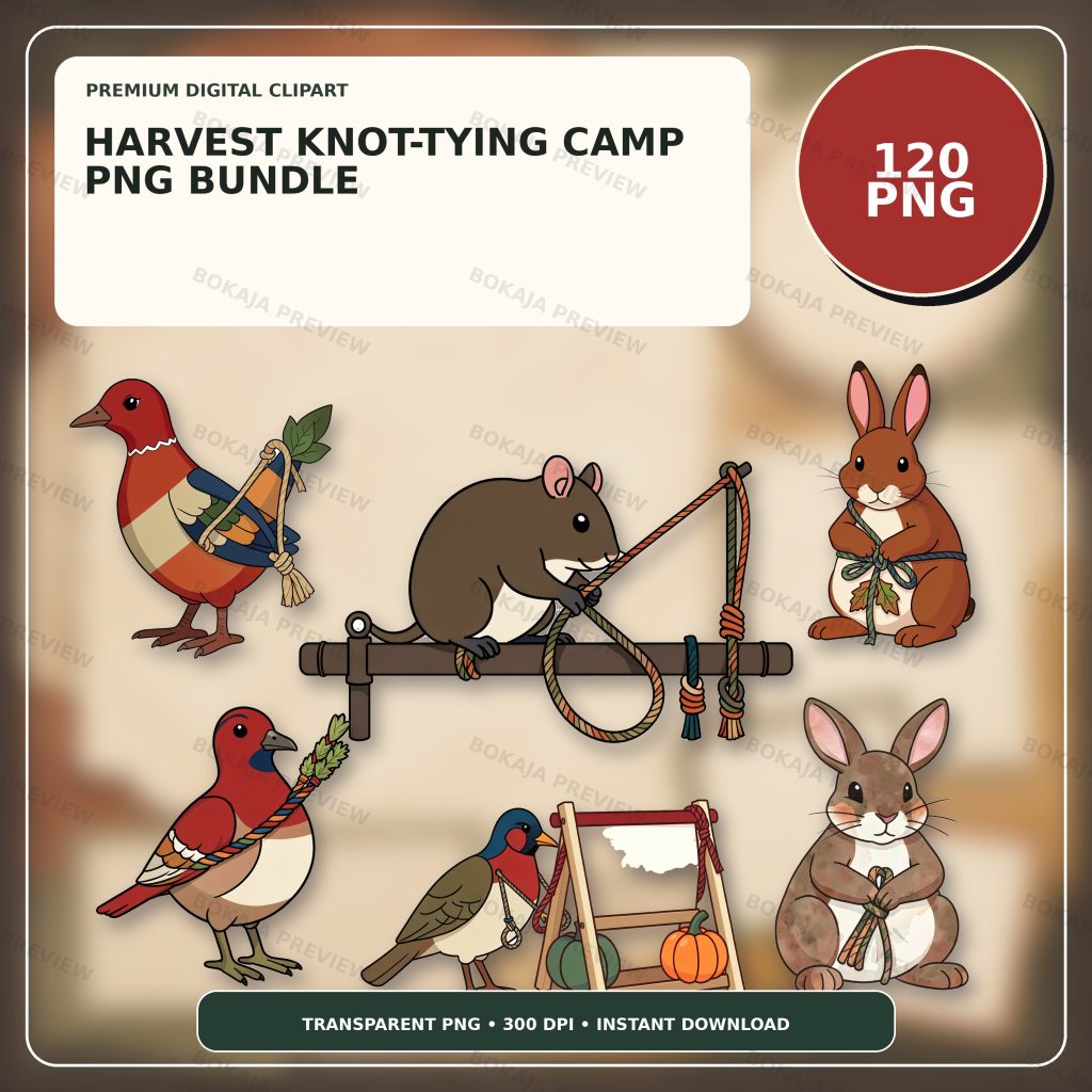 Woodland Knot-Tying Camp Clipart – 120 PNGs