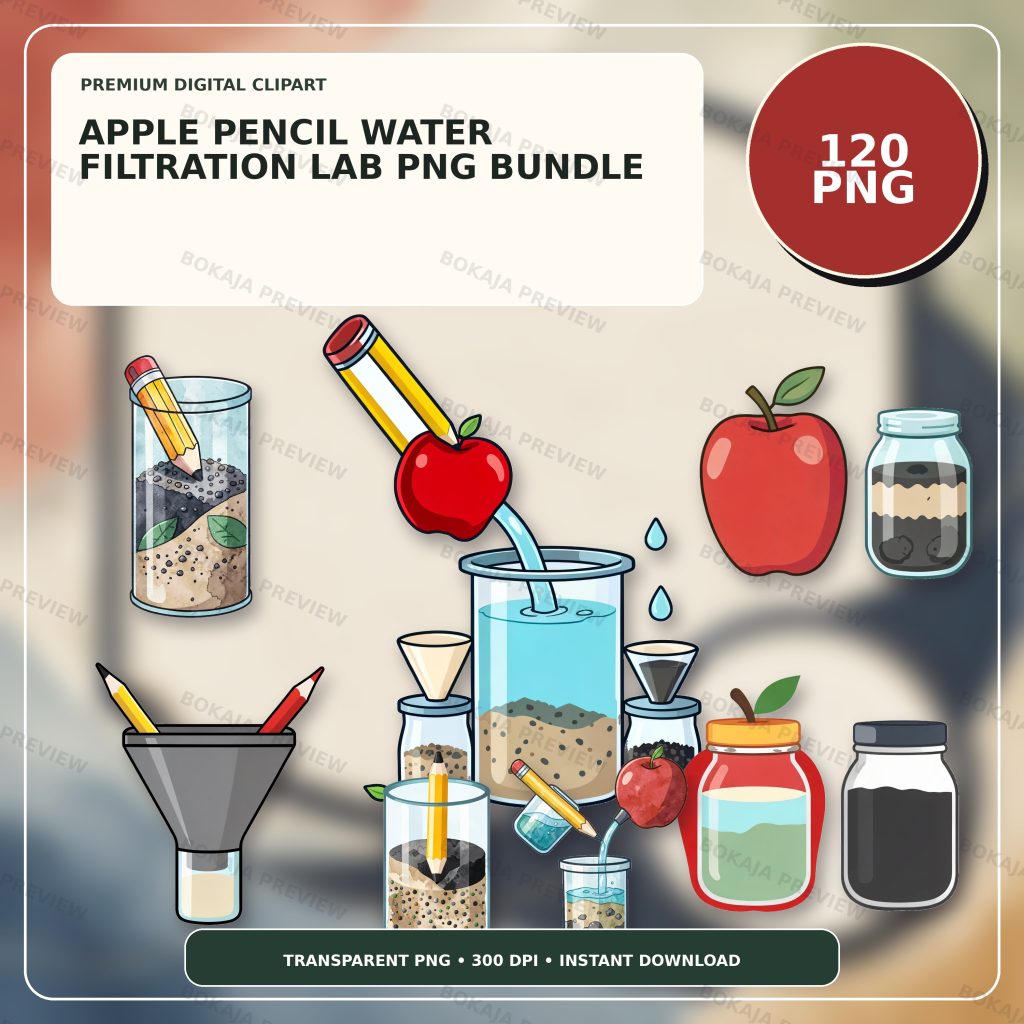 Apple Pencil Water Filtration Lab Clipart – 120 PNGs