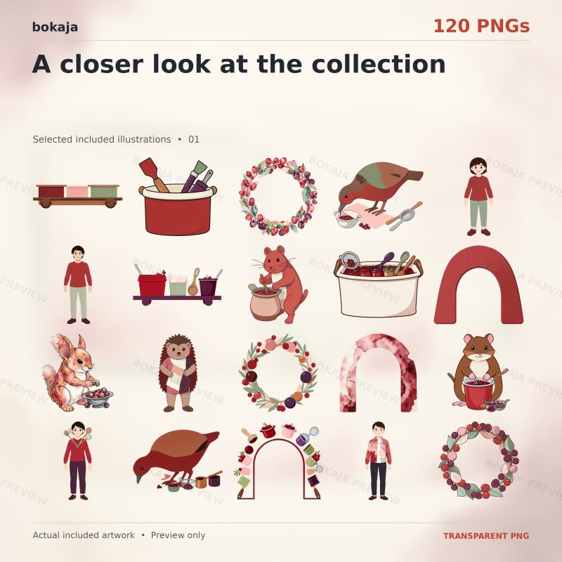 Cranberry Dyeing Characters & Supplies Clipart – 120 PNGs image 2