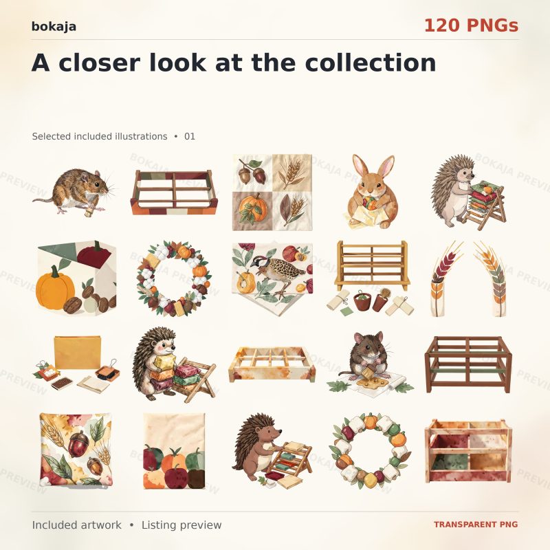 Harvest Beeswax Food Wrap Atelier Clipart – 120 PNGs image 2