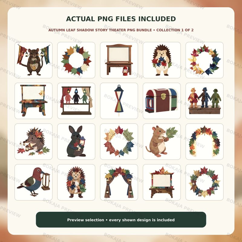 Autumn Leaf Shadow Story Theater PNG Bundle image 2