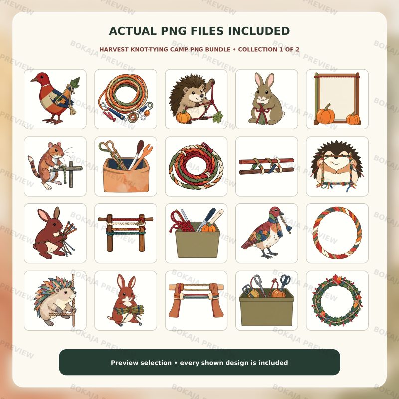 Woodland Knot-Tying Camp Clipart – 120 PNGs image 2