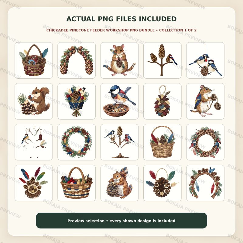 Chickadee Pinecone Feeder Workshop PNG Bundle image 2