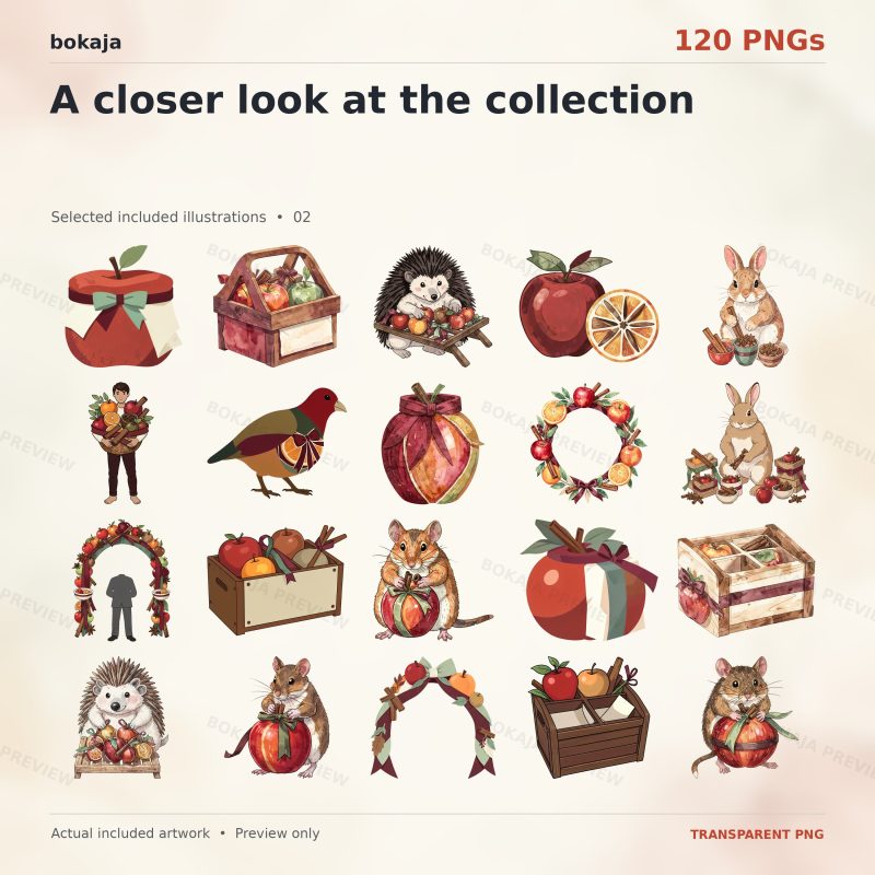 Harvest Apple Pomander Spice Atelier Clipart – 120 PNGs image 3