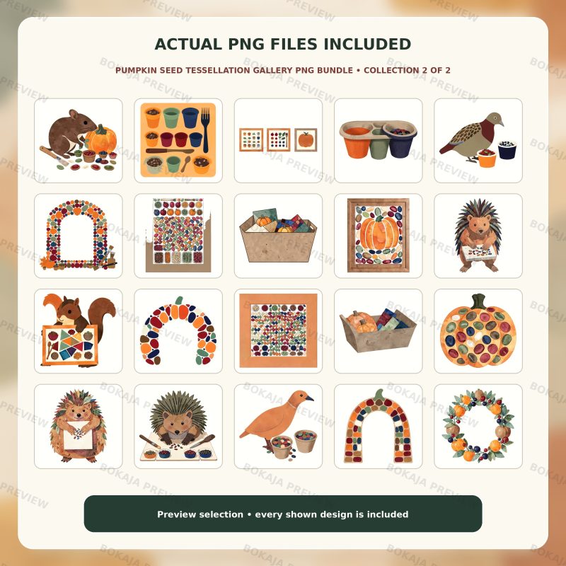 Pumpkin Seed Tessellation Gallery Clipart – 120 PNGs image 3