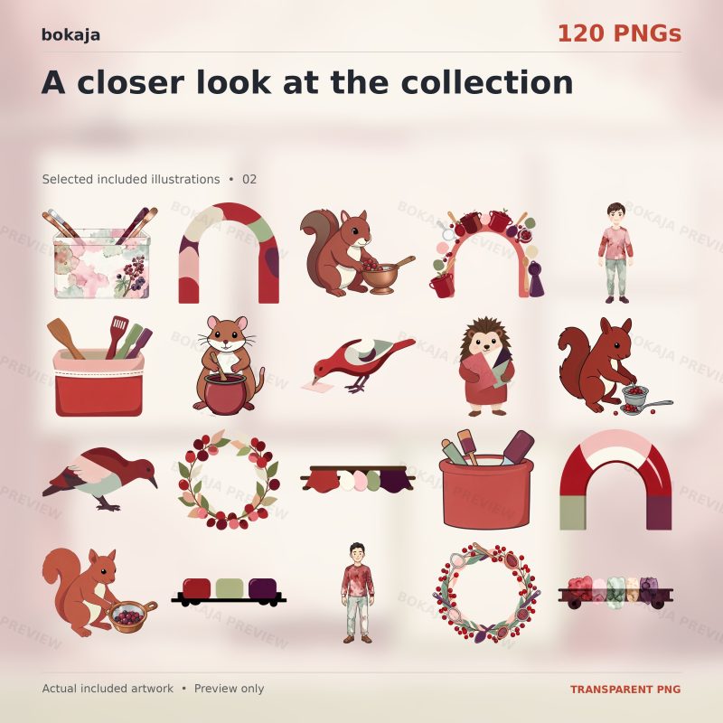 Cranberry Dyeing Characters & Supplies Clipart – 120 PNGs image 3