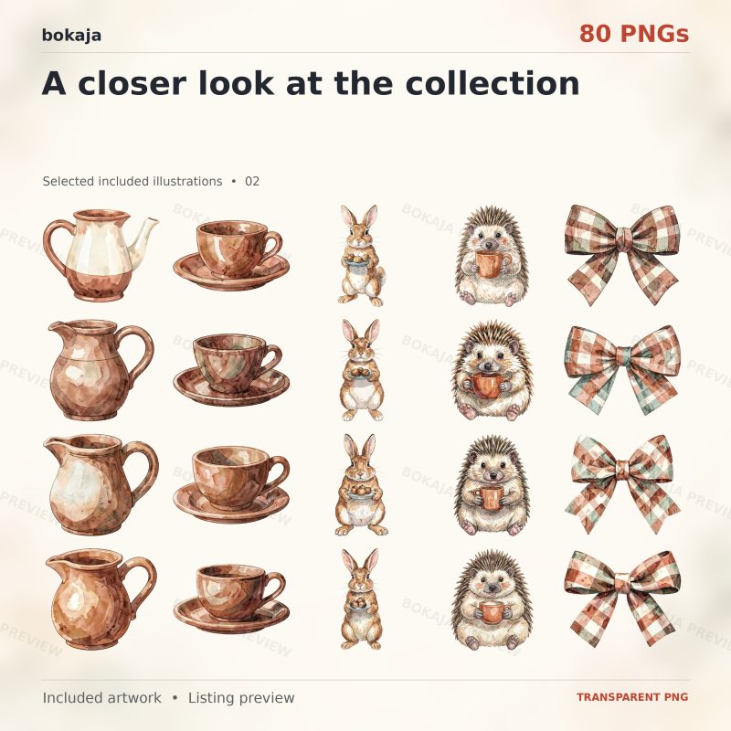 Woodland Acorn Tea Party Clipart – 80 PNGs image 3