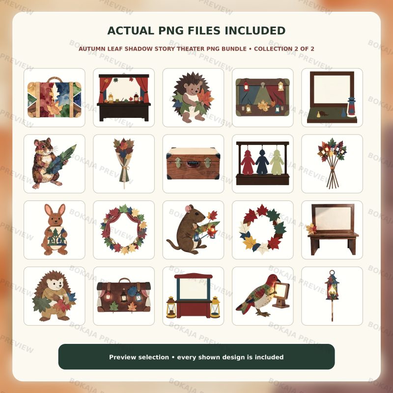 Autumn Leaf Shadow Story Theater PNG Bundle image 3