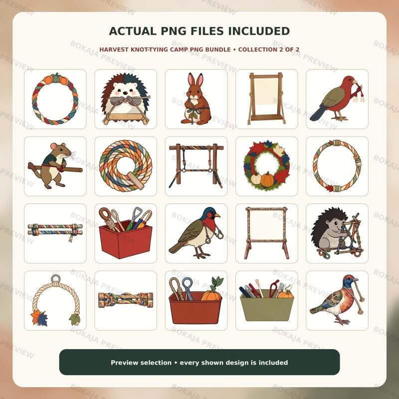 Woodland Knot-Tying Camp Clipart – 120 PNGs image 3