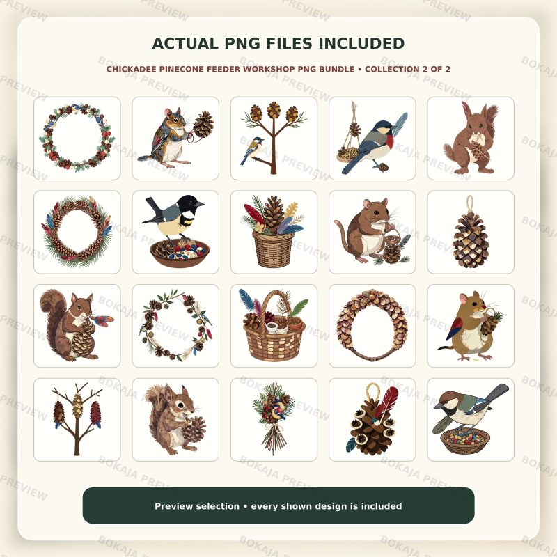 Chickadee Pinecone Feeder Workshop PNG Bundle image 3