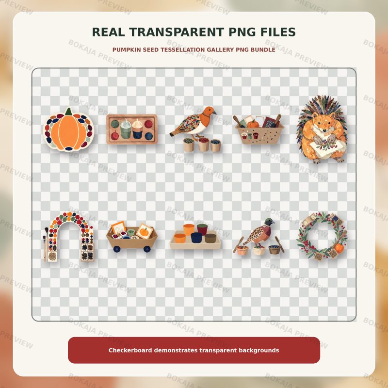 Pumpkin Seed Tessellation Gallery Clipart – 120 PNGs image 4