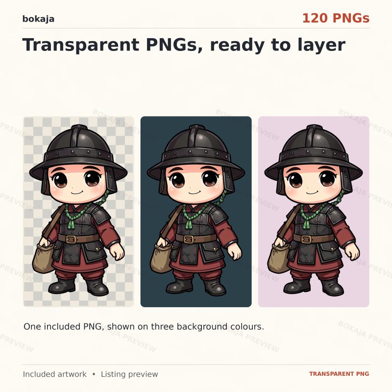 Ming Dynasty Guards Chibi Clipart – 120 PNGs image 4