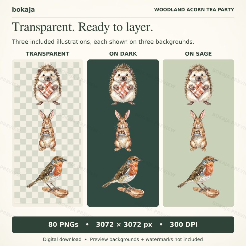Woodland Acorn Tea Party Clipart – 80 PNGs image 4