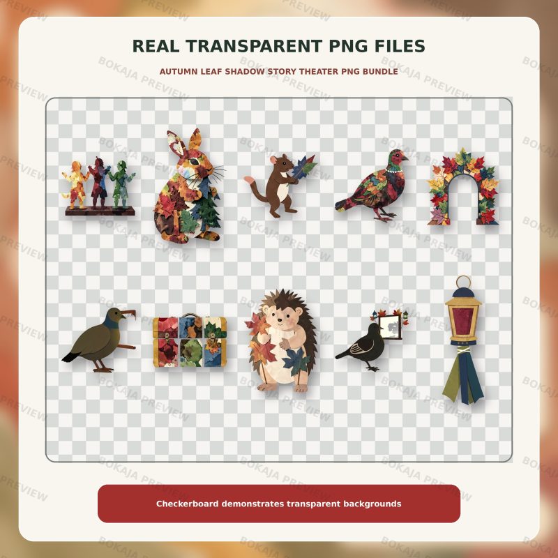 Autumn Leaf Shadow Story Theater PNG Bundle image 4