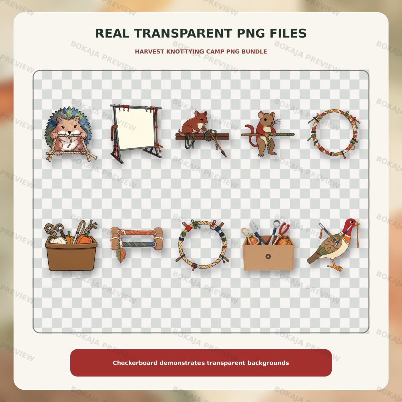 Woodland Knot-Tying Camp Clipart – 120 PNGs image 4
