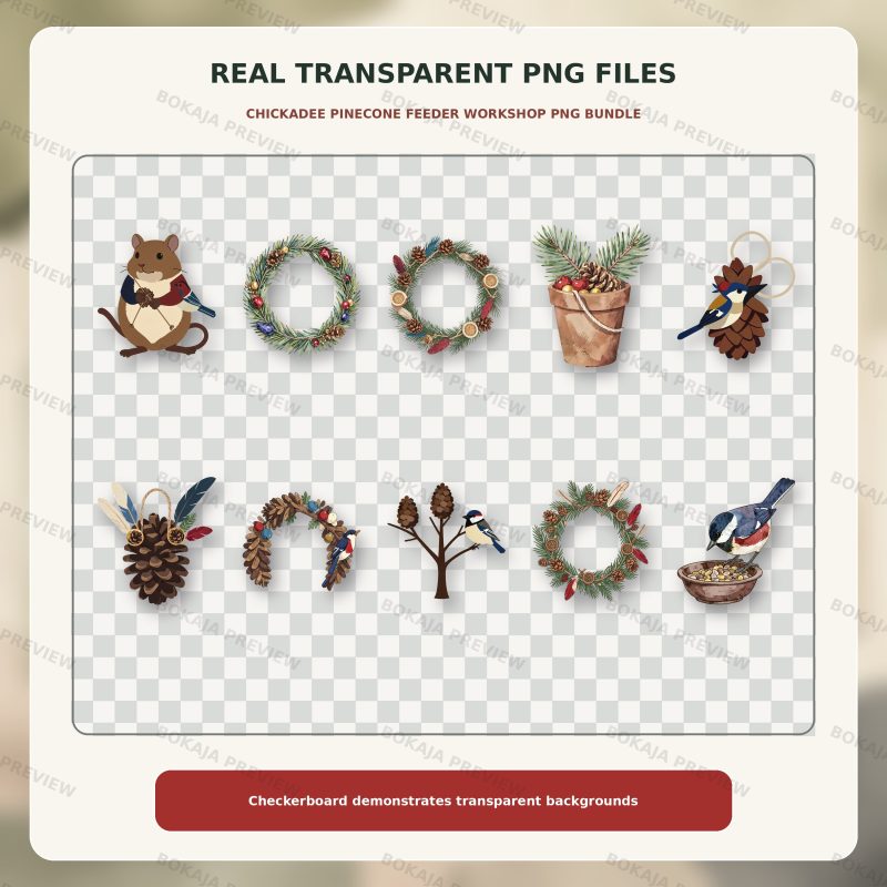 Chickadee Pinecone Feeder Workshop PNG Bundle image 4
