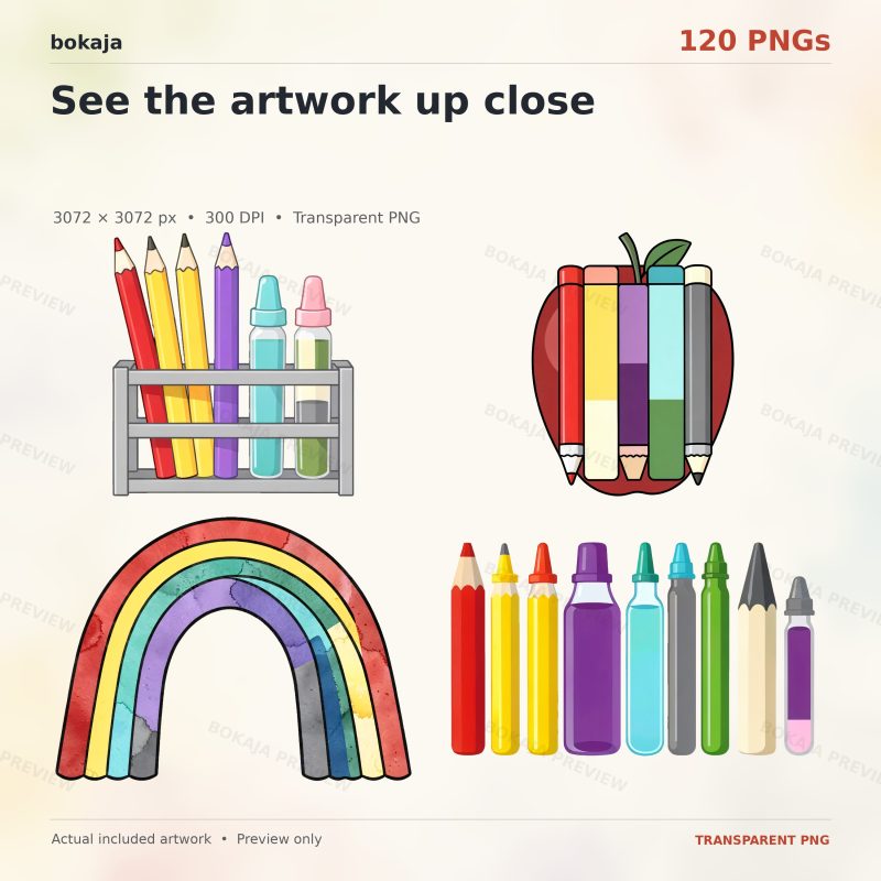 Apple Pencil Color Chromatography Lab Clipart – 120 PNGs image 5