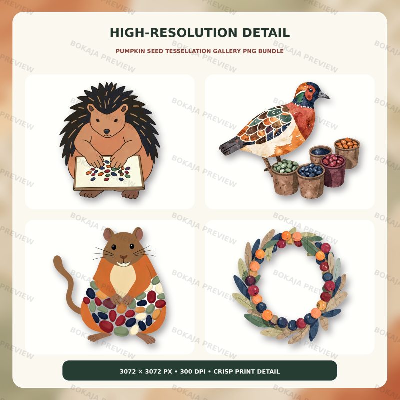 Pumpkin Seed Tessellation Gallery Clipart – 120 PNGs image 5