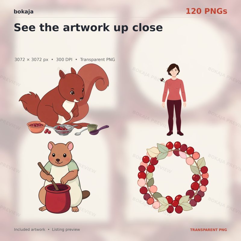 Cranberry Dyeing Characters & Supplies Clipart – 120 PNGs image 5