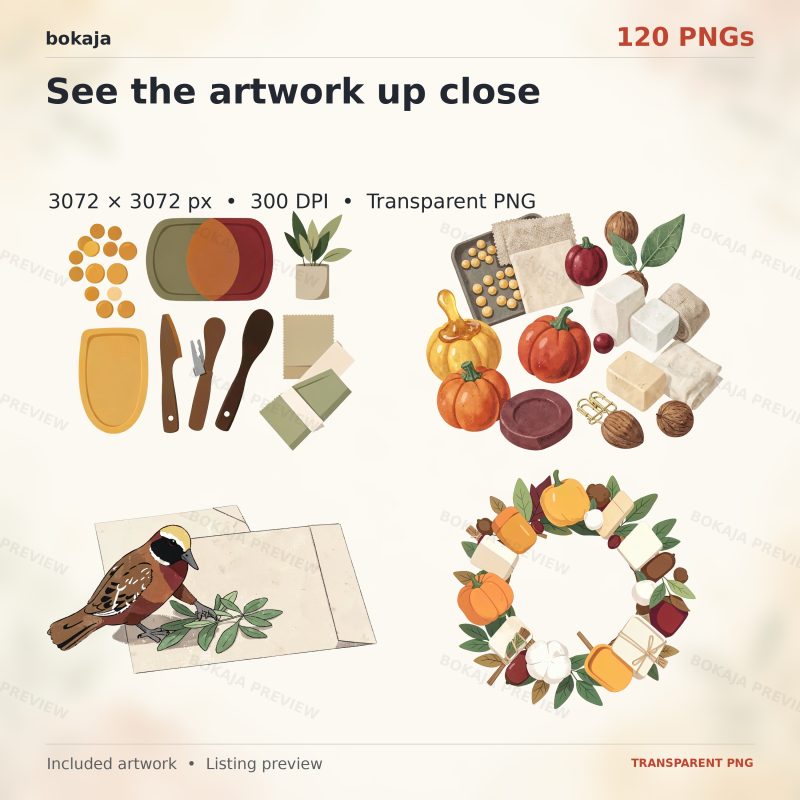 Harvest Beeswax Food Wrap Atelier Clipart – 120 PNGs image 5