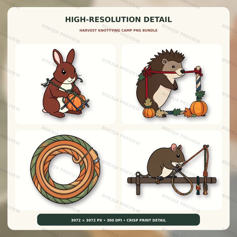 Woodland Knot-Tying Camp Clipart – 120 PNGs image 5