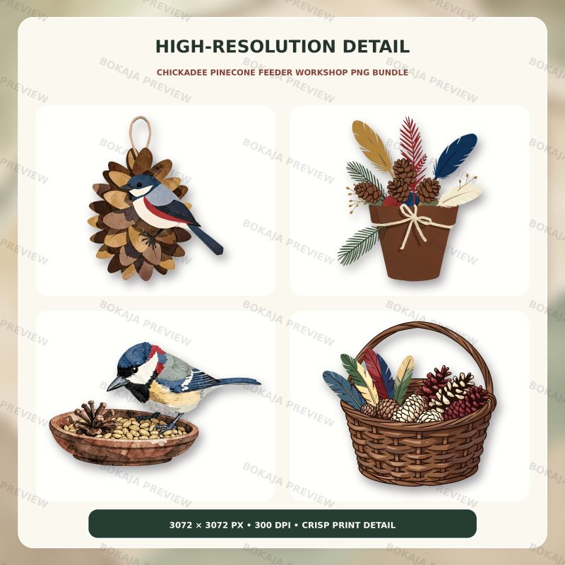Chickadee Pinecone Feeder Workshop PNG Bundle image 5