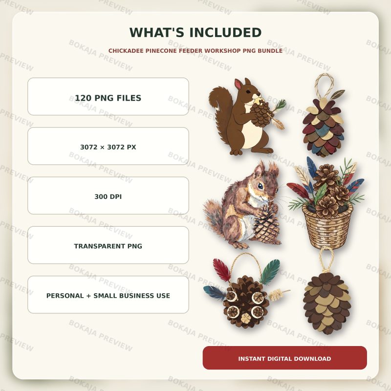 Chickadee Pinecone Feeder Workshop PNG Bundle image 6