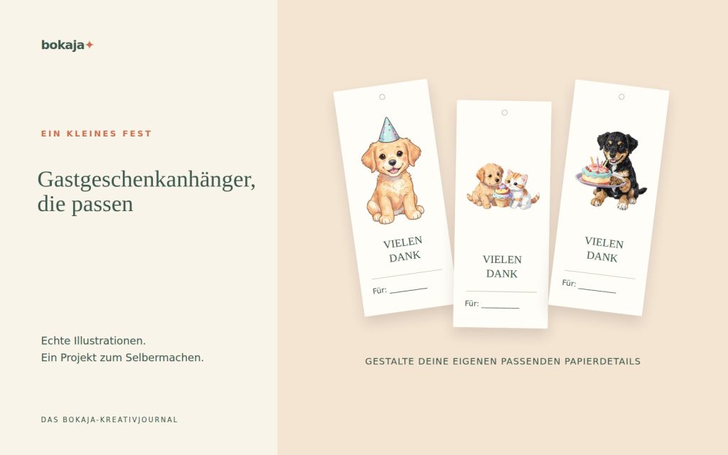 So gestaltest du Anhänger für Gastgeschenke, die zu deinen Tüten und Schachteln passen