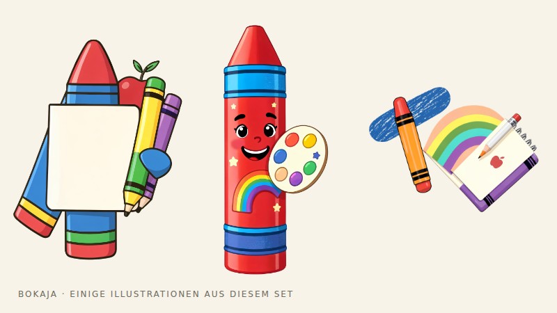 Illustrationen aus der PNG-Sammlung Regenbogen-Wachsmalstift-Kunstatelier