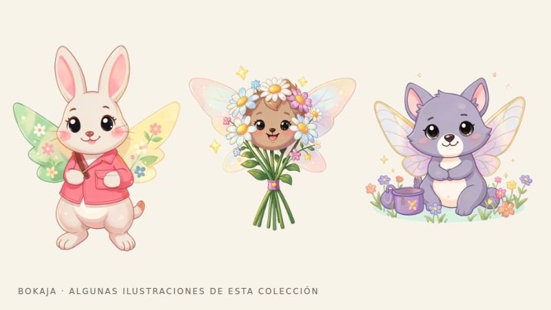 Ilustraciones de la colección PNG Oficina de correos de animales y hadas del prado