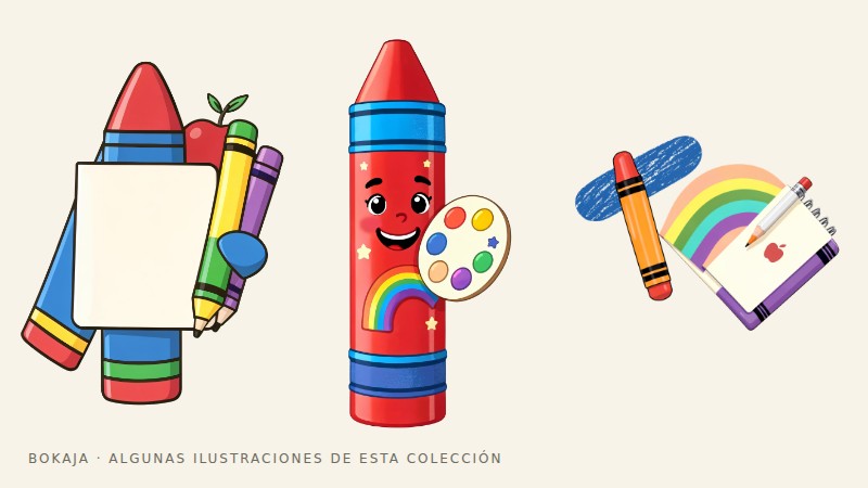 Ilustraciones de la colección PNG Estudio de arte con ceras arcoíris